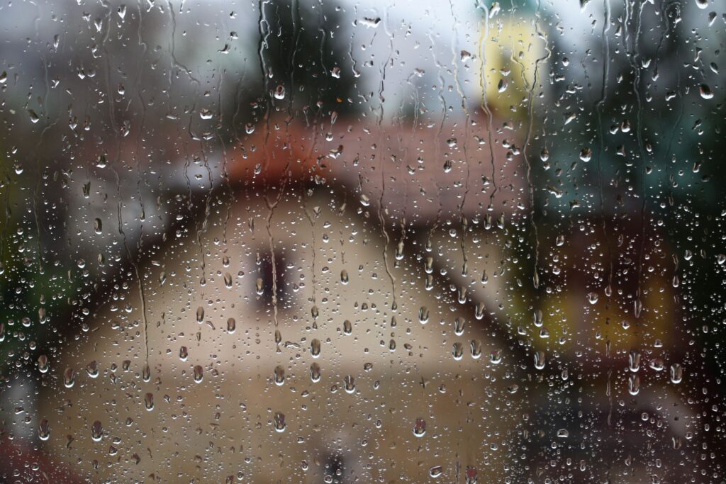 rainy window looking at home